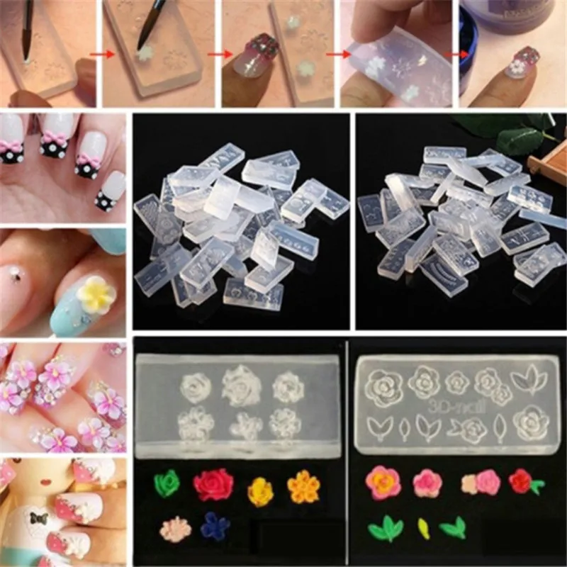 6 шт 3D акриловые формы для украшения ногтей DIY дизайн силиконовые шаблоны для дизайна ногтей шаблон маникюр ногтей искусство