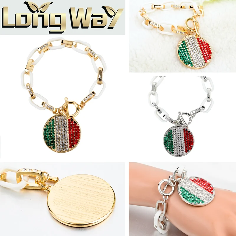 LongWay очаровательный браслет для женщин флаг австрийский хрусталь Золотой Цвет