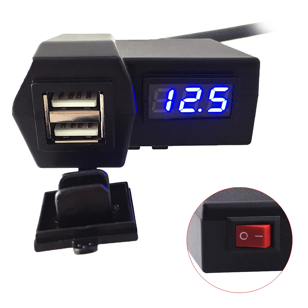 Двойной USB порт 12V водонепроницаемый мотоцикл зарядное устройство Установка