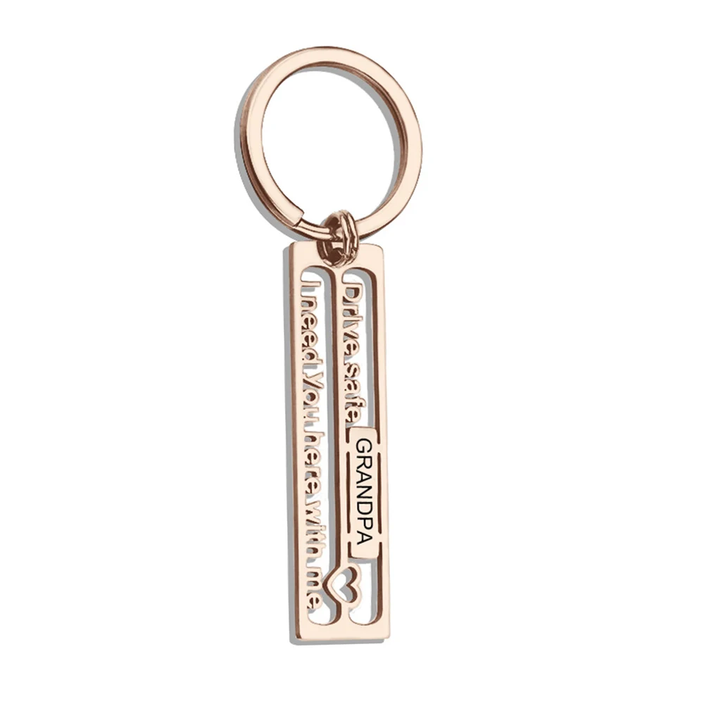 Customized Hollow Keychain Hand-carved Carved Letters Family Key Ring Stainless Steel Private Custom DIY Jewelry Gift 12x50mm |