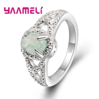 new new fashion genuine 925 sterling silver elegant round opal for women ladies finger rings crystal jewelry present