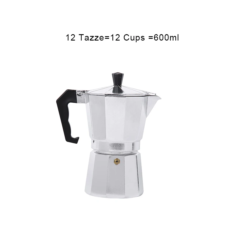 12 cup Moka, плита, Кофеварка, Алюминиевый горшок, французский мокко, эспрессо, Перколятор, горшок, ручная кофеварка, мокко, чайник, 1 чашка/3 чашки/6 чашек/9 чашек/12 чашек - Цвет: 12 cup