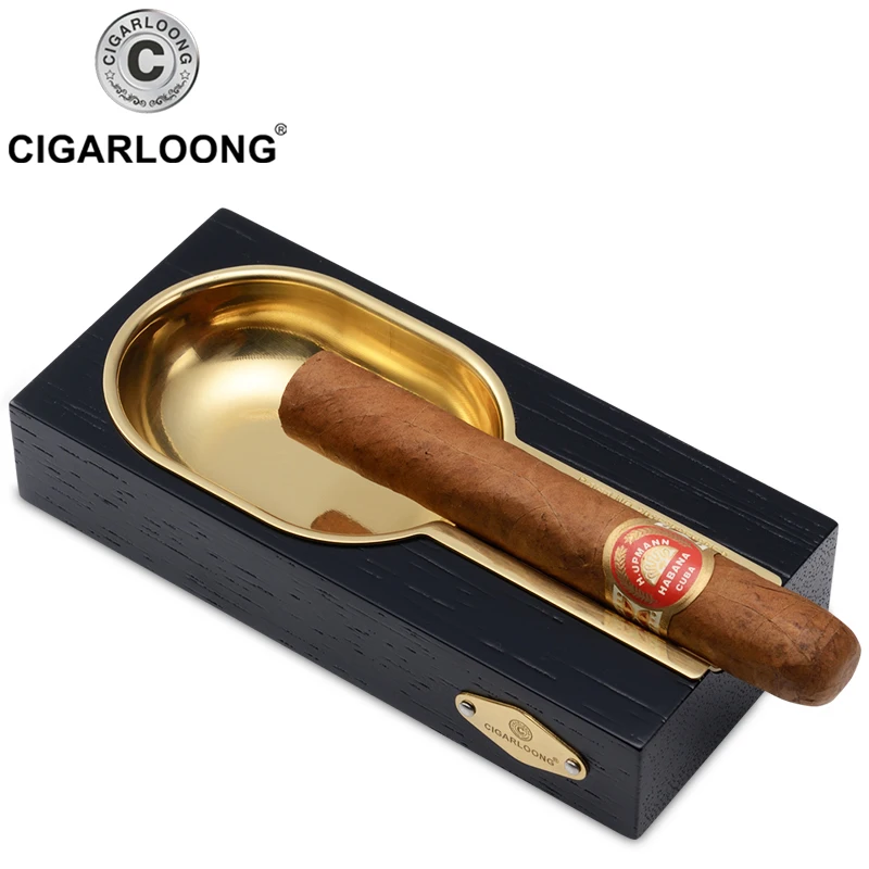 

CIGARLOONG cigar gold plated smoke ashtray tank piano paint sangioveses cedar wood smoke detector LC-072