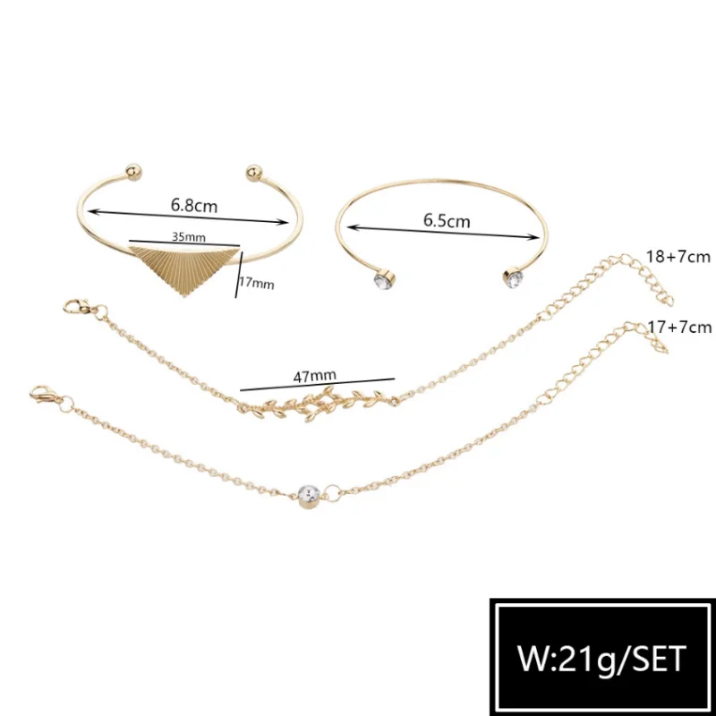 4 шт./компл. в стиле панк для женщин браслеты большой треугольник филиал Круглый с