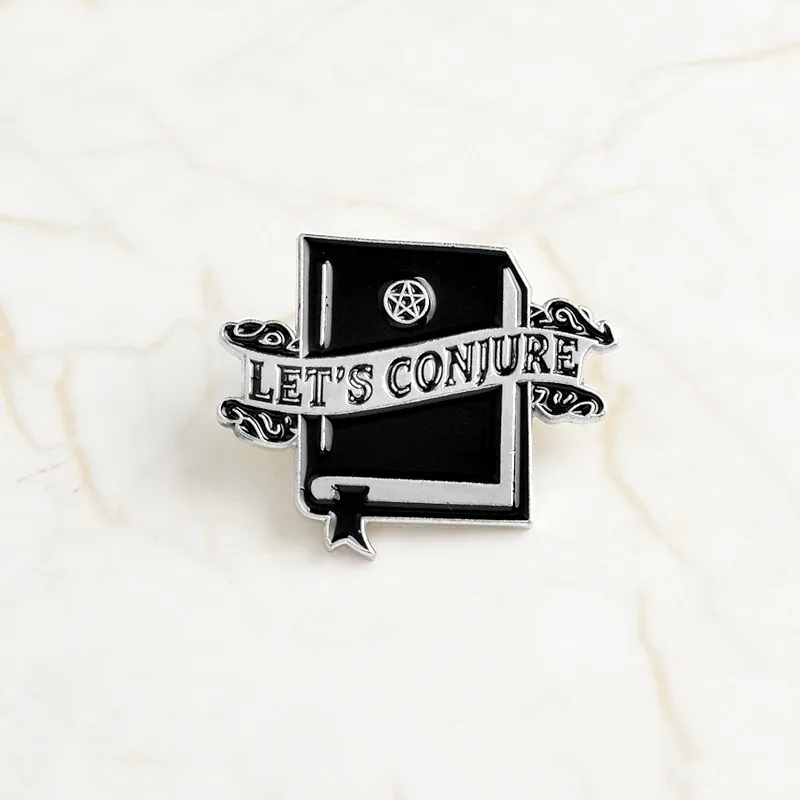 Conjure LET'S SEEK HIDE PLAY, эмалированные заколки в виде гроба, ведьмы, книги, магический шар, значок, готические броши, темные украшения, подарки для женщин и мужчин - Окраска металла: Conjure