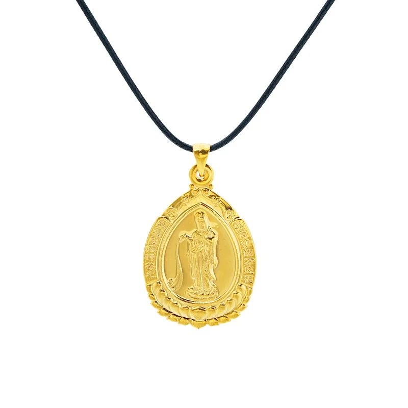 OMHXFC Wholesale European Fashion Woman Unisex Party Birthday Wedding Gift Water Drop GUANYIN 18KT Real Gold Charm Pendant PN85 | Украшения