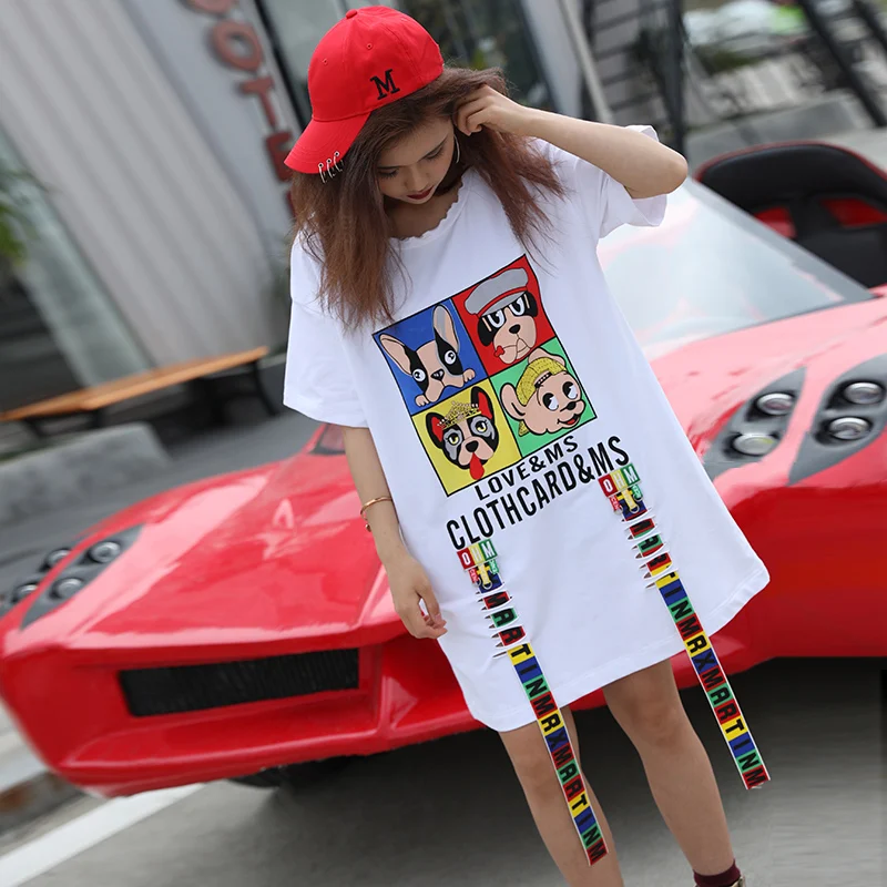 Новый стиль женские свободные большие размеры футболки Повседневная хлопковая