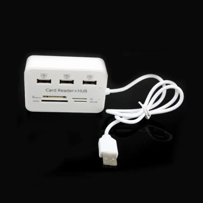 Портативный все в одном USB 2,0 концентратор 3 порта с USB кард-ридером концентратор 2,0 480 Мбит/с комбо для MS/M2/SD/MMC/TF для ПК ноутбука QJY99