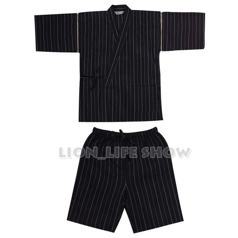 Фото Летнее мужское кимоно Jinbei с коротким рукавом, комплект из 2 предметов, пижама, домашняя одежда №4
