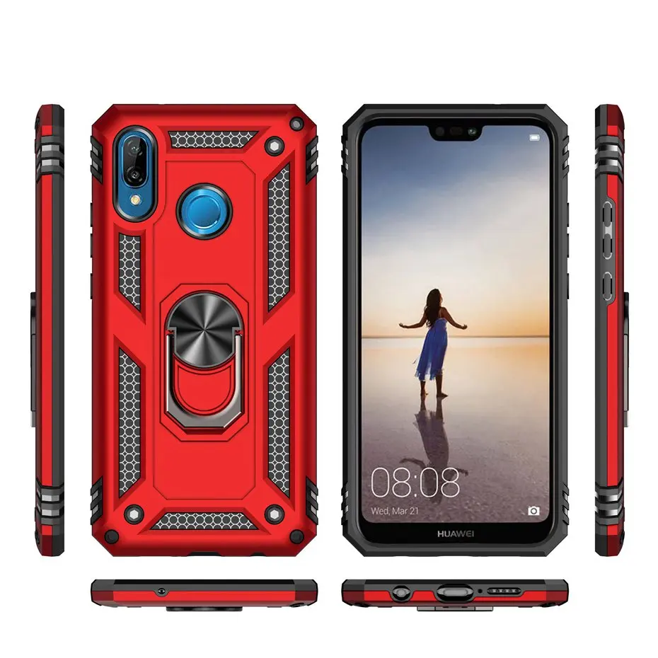 Армированный чехол для huawei P20 P30 LITE Y5 Y6 Y7 P SMART MATE 20 PRO NOVA 4 Honor 10 lite силиконовый магнитный автомобильный держатель с кольцом