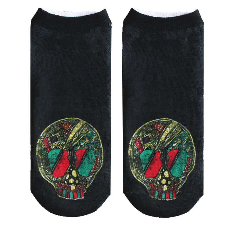 Женские носки ZHBSLWT в стиле Харадзюку с 3D-принтом цветущего черепа повседневные