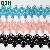 qjh 11cm width black soluble lace trim applique cord sewing accessories trimmings costume decor trimming embroidery sew diy craf
