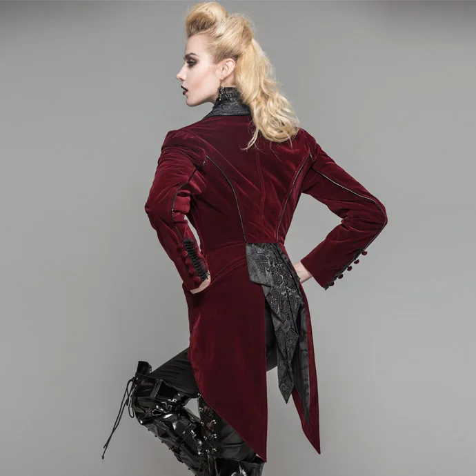

Devil Fashion Gothic Victorian Women Dress Swallowtail Jacket Steampunk Black Red Slim-Fitting Coats Evening Party Outerwears