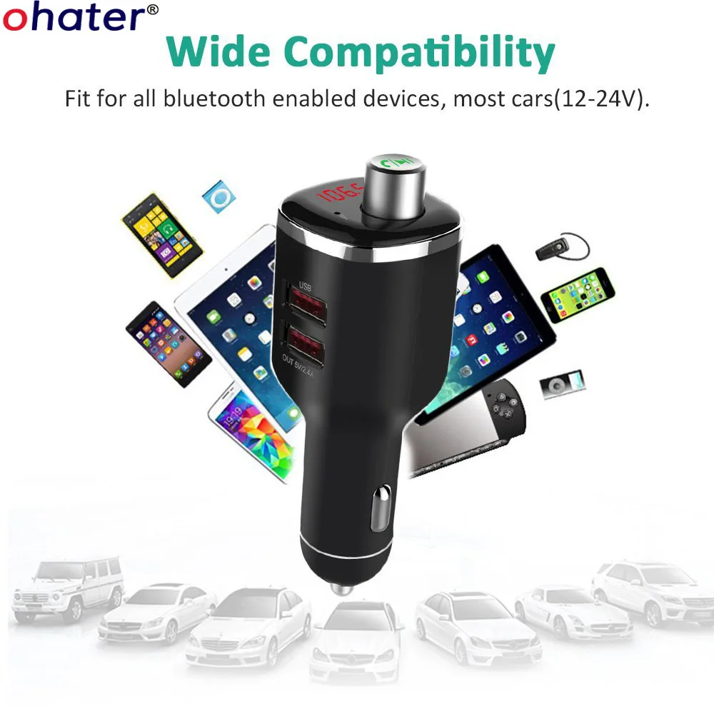 Fm передатчик Aux модулятор Bluetooth Handsfree Car Kit Audio MP3 плеер с 2.4A зарядкой Dual USB