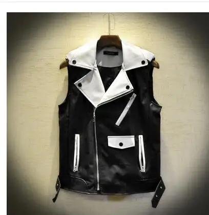 Новый Европа и США Мужская Мода PU кожаные жилеты прилив для мужчин локомотив панк