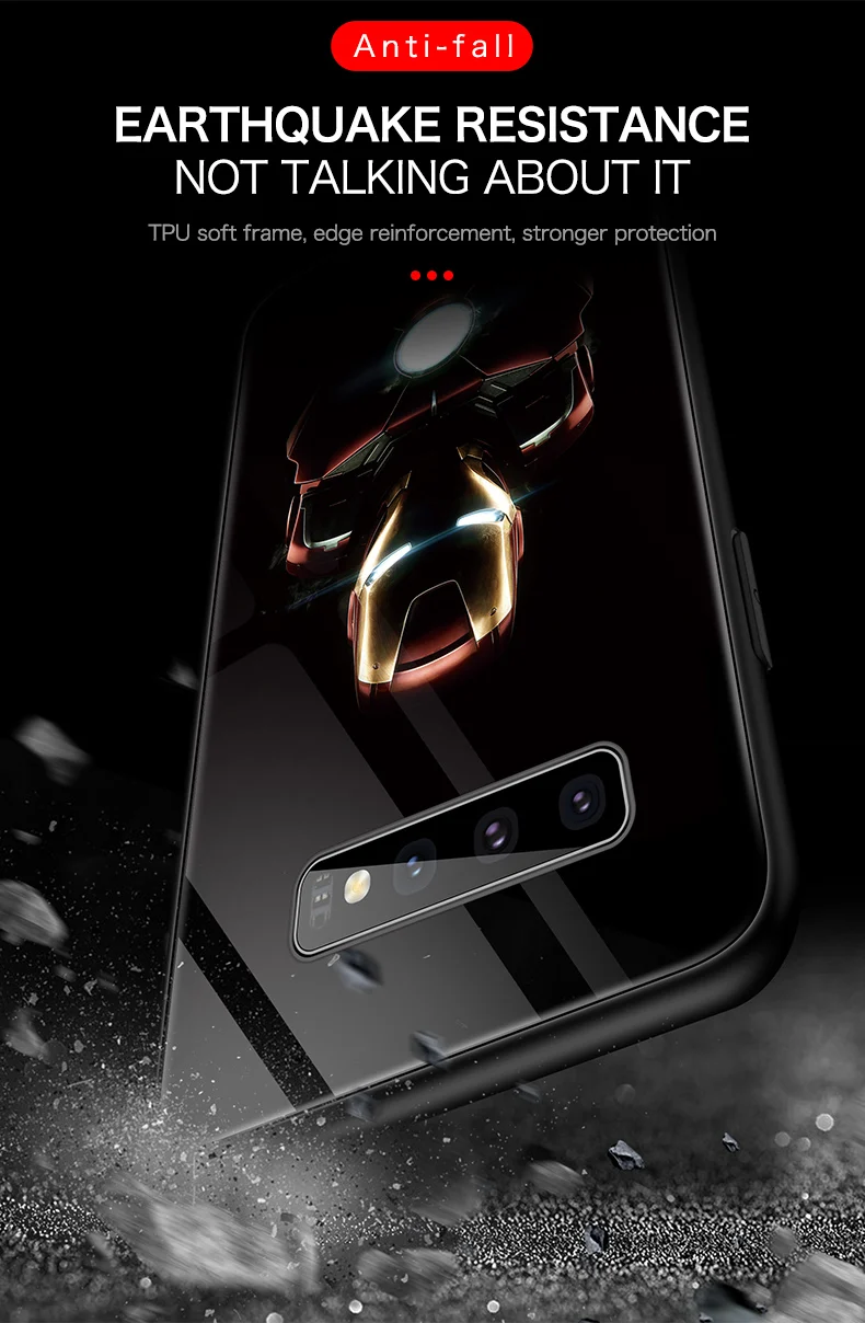 Чехол в виде светящегося стекла Marvel Железный человек для samsung Galaxy S8 S9 S10 e 5G Plus Note 8 9 10 Pro Чехол для телефона с изображением Мстителей Капитана Америки