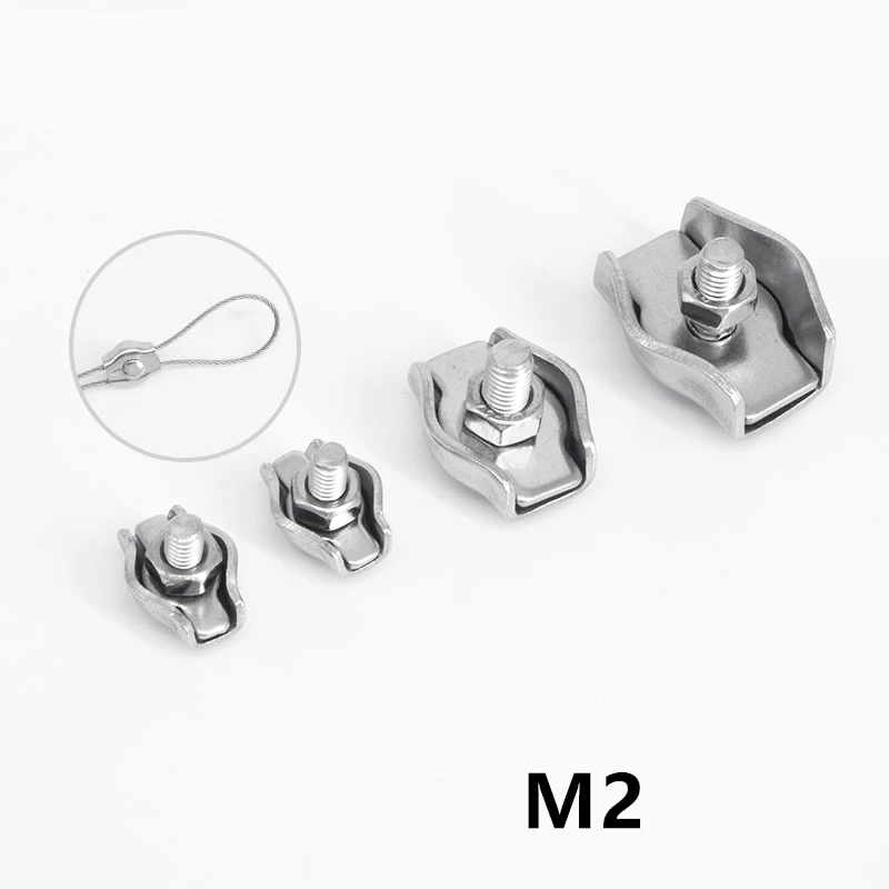

10pcs M2 2mm Clip 304 stainless steel Wire Rope Clamps Single Grip Cable Clamp Caliper