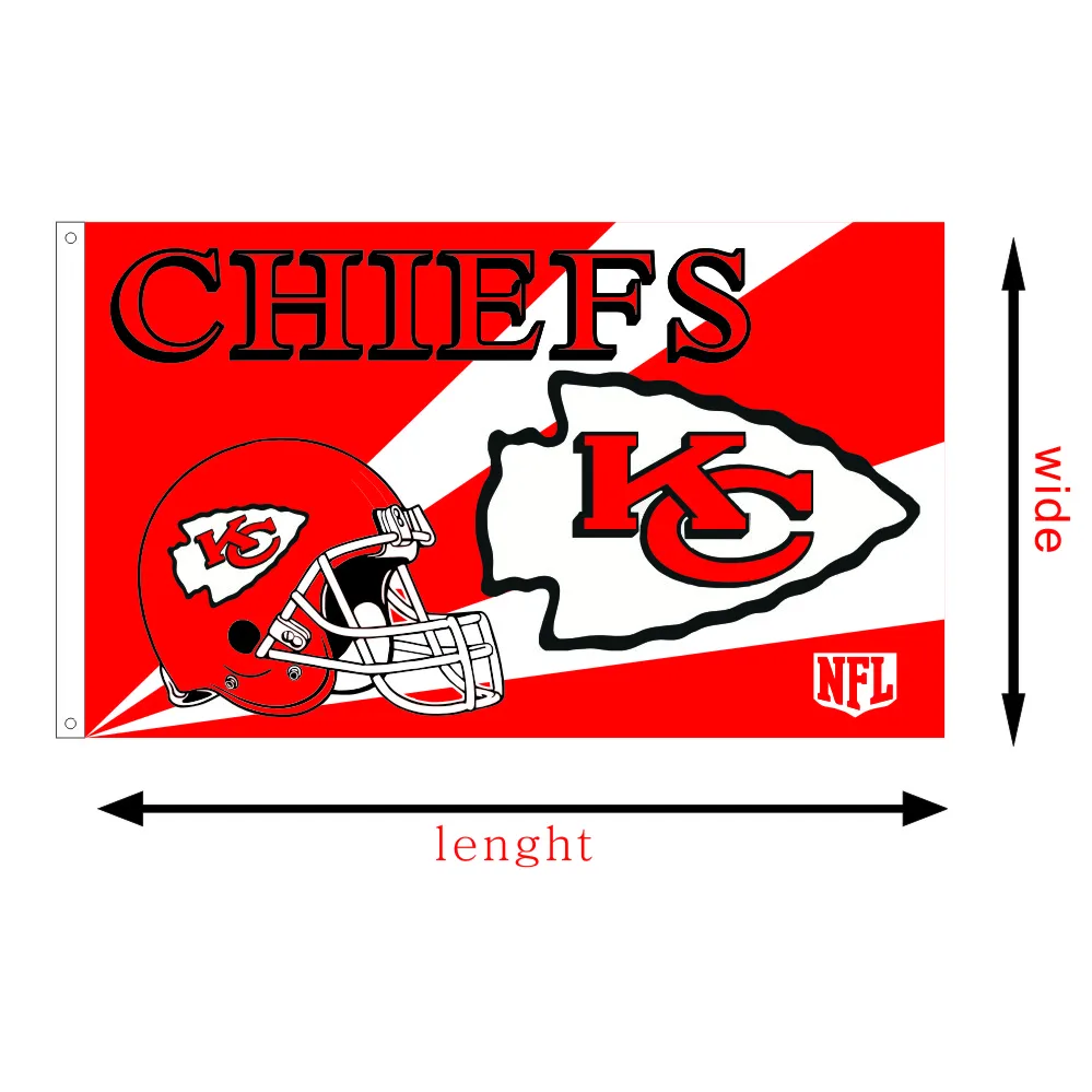 Пользовательские Kansas City Chiefs Развеваются знамена эпонж полиэстер Америка
