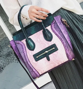 Leather Serpentine Luxury Patchwork Women Shoulder Bags Brand Cross body bag snake skin women Satchel Bag Purse | Багаж и сумки