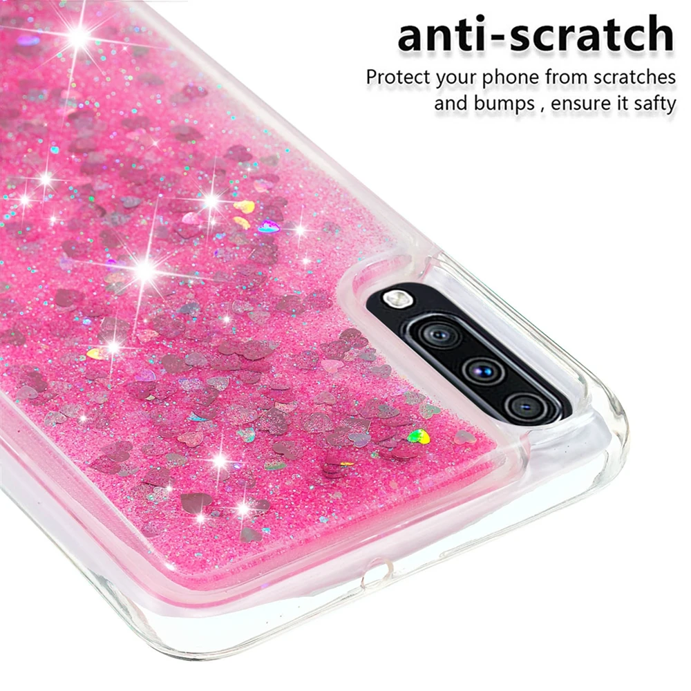 for Samsung A50 A70 Case Galaxy A7 2018 Glitter Dynamic Liquid Quicksand Cover etui A10 A20 A30 A40S | Мобильные телефоны и