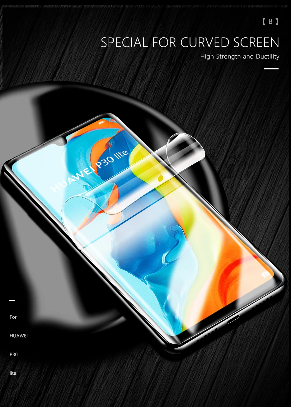 CHYI 3D изогнутая пленка для huawei P30 lite Nova 4E Защитная пленка для экрана полное покрытие нано Гидрогелевая пленка с инструментами не закаленное стекло