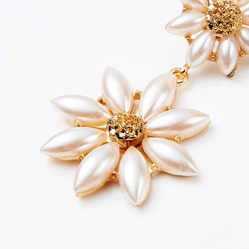 Pomlee модные корейские имитация жемчуга Серьги-подвески с цветами элегантные