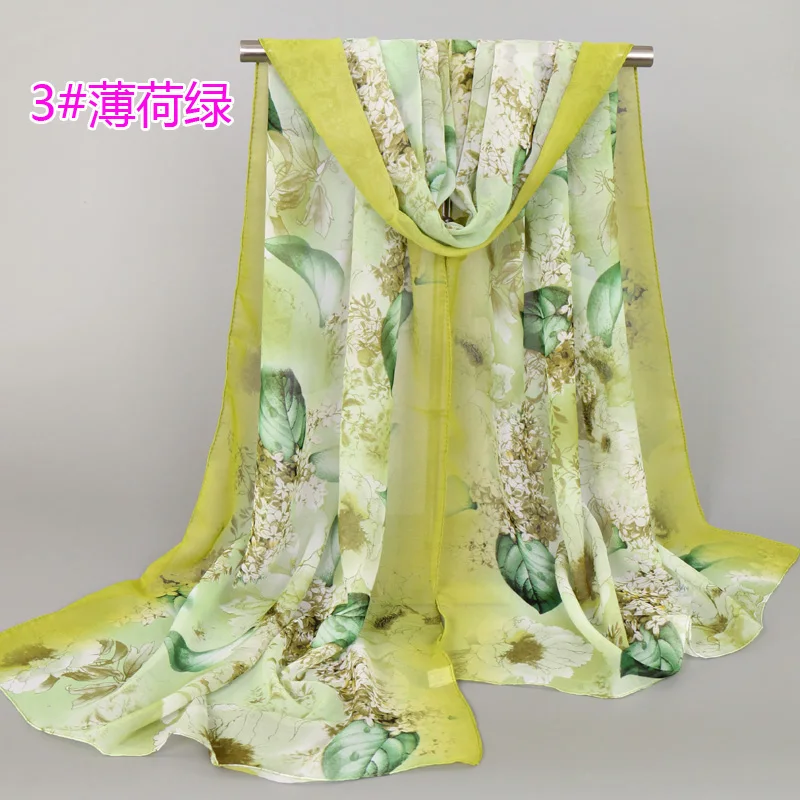 Популярные женские шали с цветочным принтом в виде листьев пляжные шифоновые