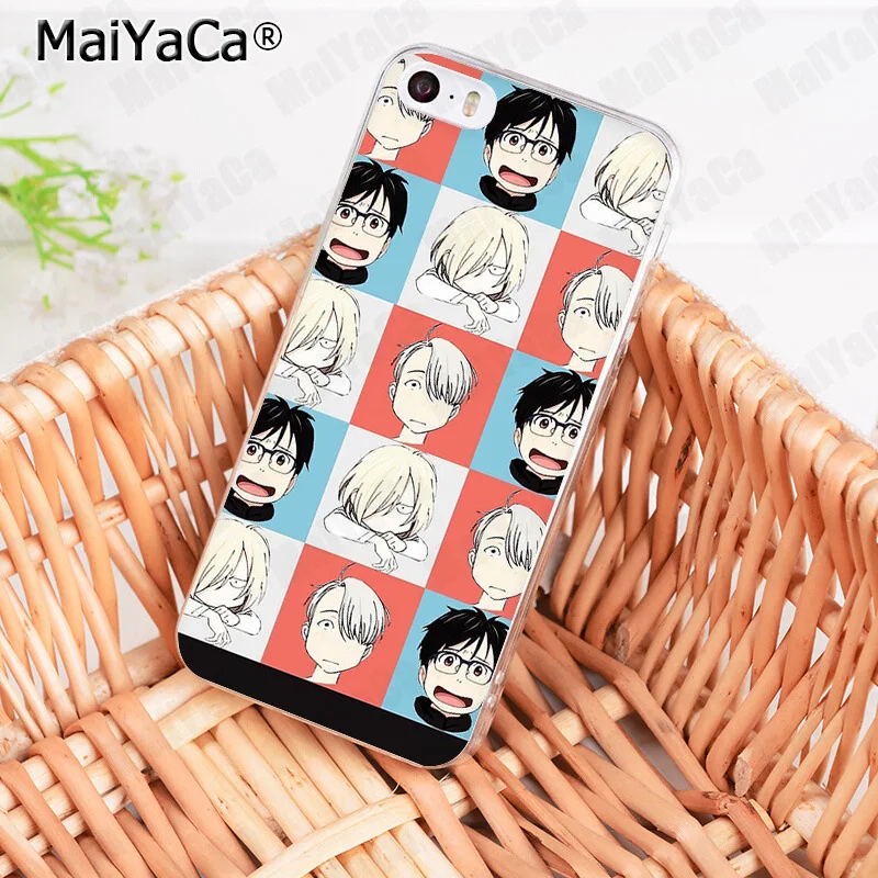 MaiYaCa аниме Юри на льду victuri Стиль Прозрачный чехол для Apple iPhone 8 7 6 6S Plus X 5 5S SE XS XR XSMAX