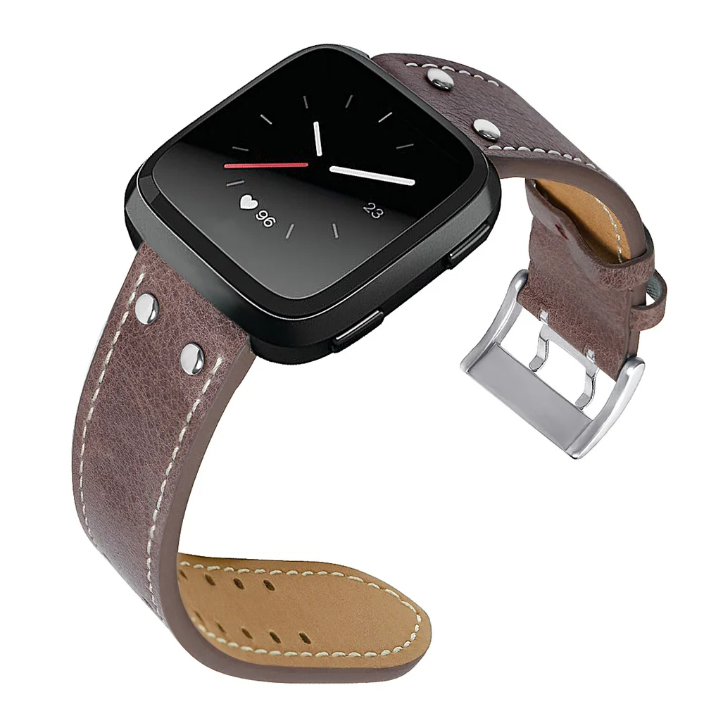 Tschick заменяет Мужские t кожаные ремешки для Fitbit Versa, натуральная кожа Versa ремешок с металлической пряжкой Фитнес браслет ремешок для женщин и мужчин