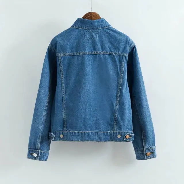 Witsources Denim Jacket Women 2017 Winter Lapel Collar Long Sleeve Vintage Washed Jean Jackets SC2380 | Женская одежда