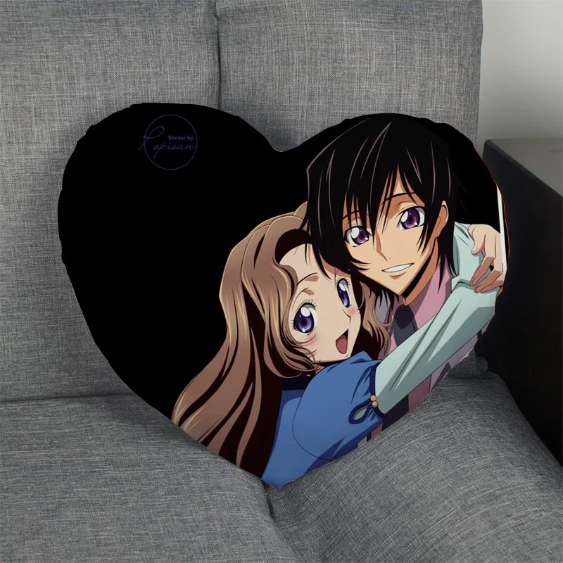 Code Geass Lelouch of the Rebellion сердце Форма Наволочка на заказ молния только покрыть без