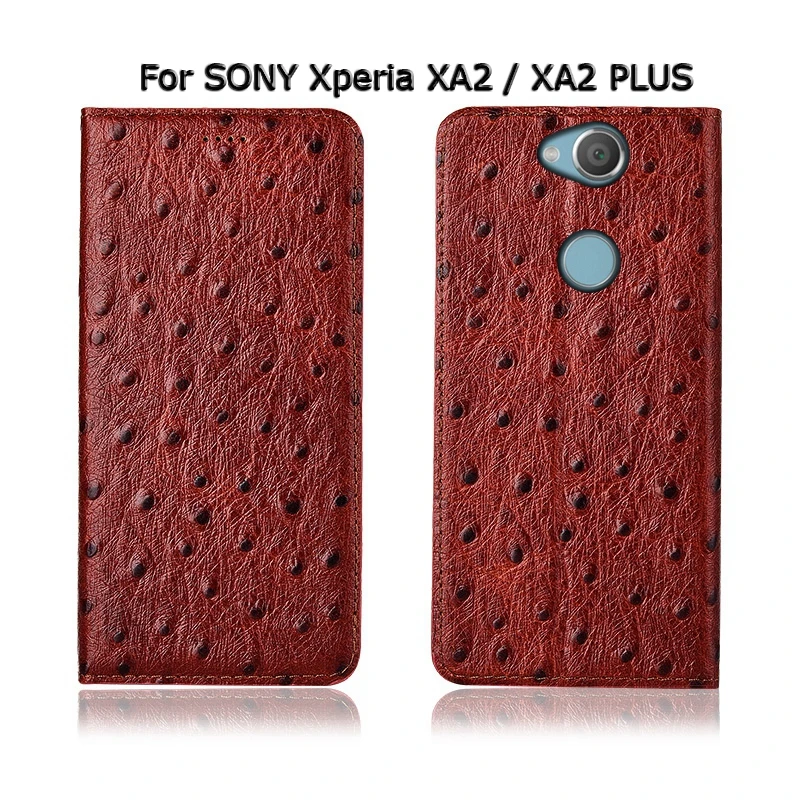 Чехол с текстурой страуса для SONY Xperia XA1 XA2 XA3 Ultra Plus, чехол с откидной крышкой, подставкой, отделениями для карт, чехол для телефона из натуральной кожи