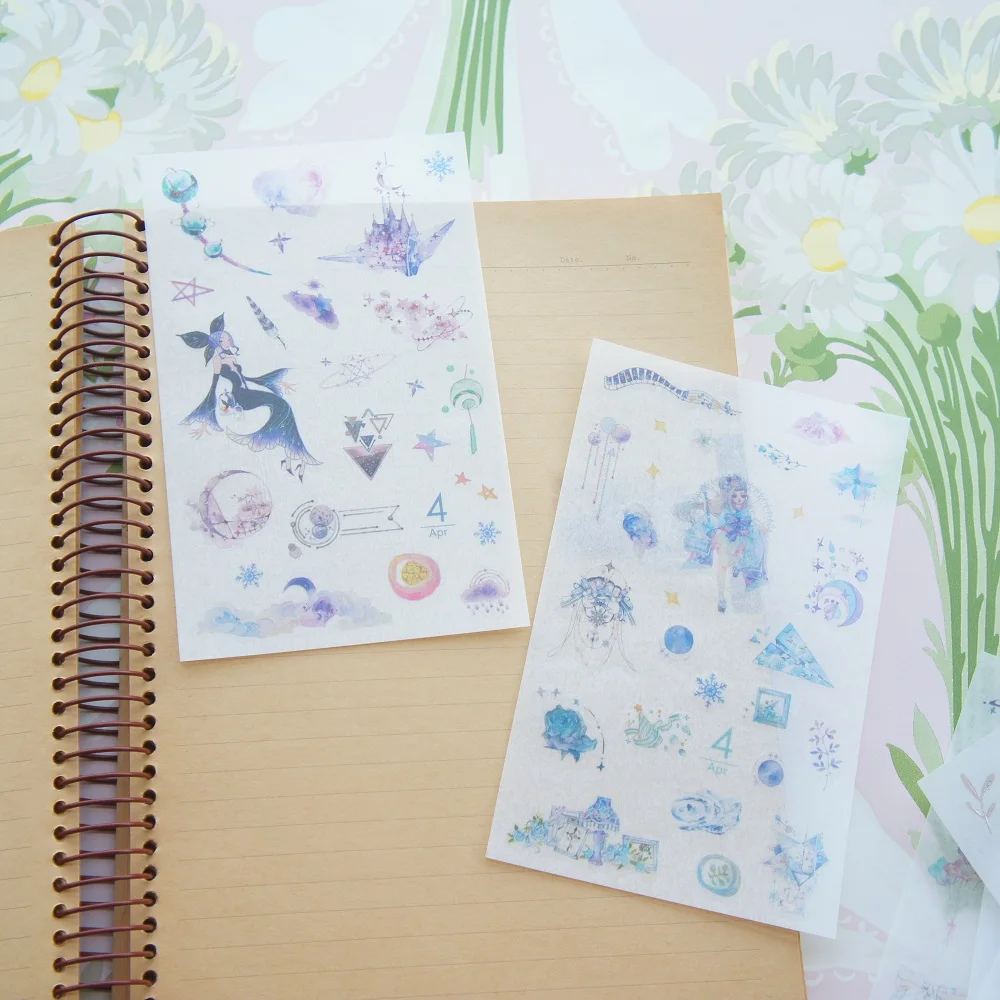 Стикер бумажный в стиле девушки с изображением богини луны 6 листов | Дом и сад