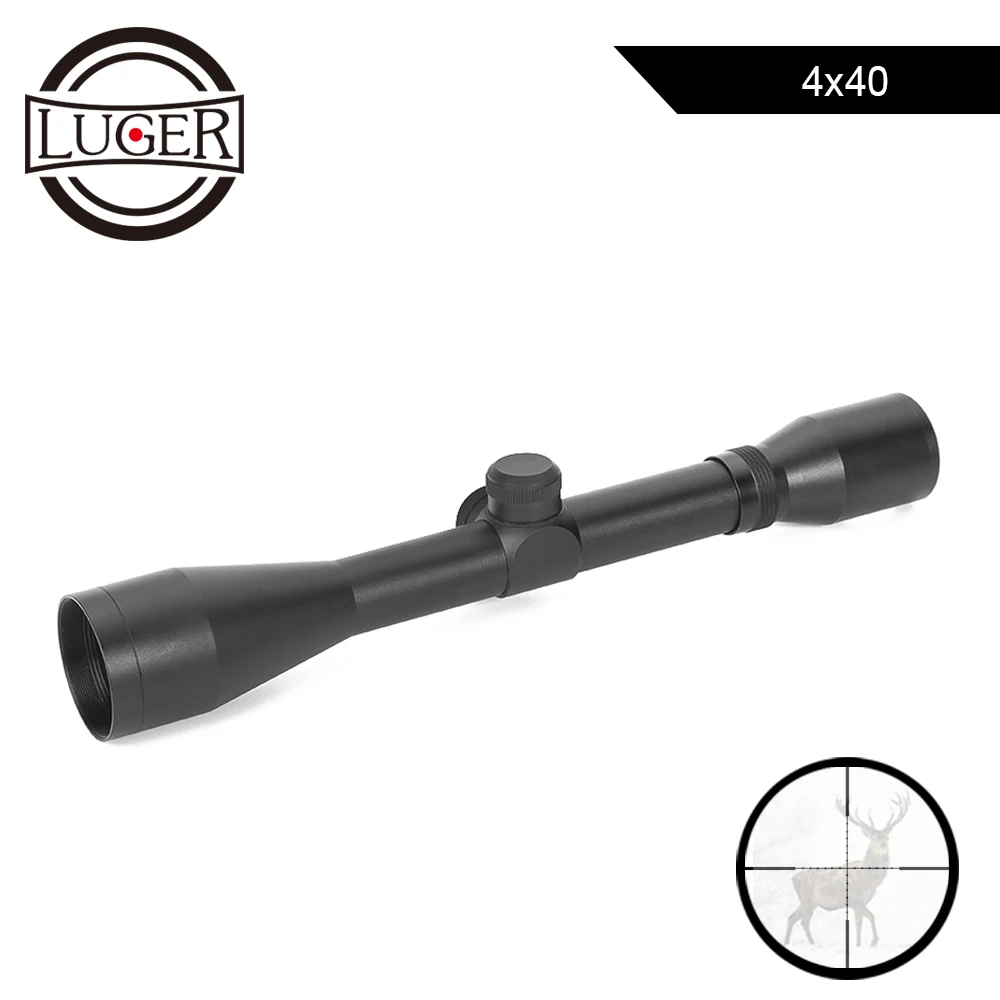 LUGER 4x40 прицелы тактический телескоп для открытой месности Коллиматорный прицел охотничий прицел страйкбольного оружия блочного Лука оптический прицел