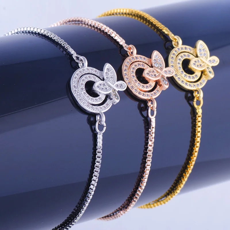 Горячие ювелирные изделия Bijoux циркон бабочка на кругах Амулеты Браслет Femme Diy
