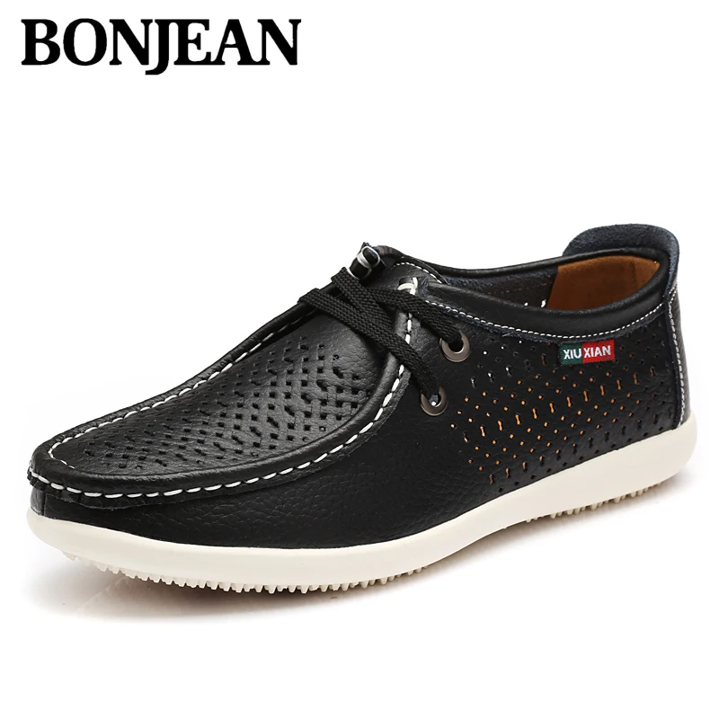 Luxury Brand Men Casual Shoes Genuine Leather Mesh Loafers British Style Breathable Flats Soft Summer Driving | Обувь