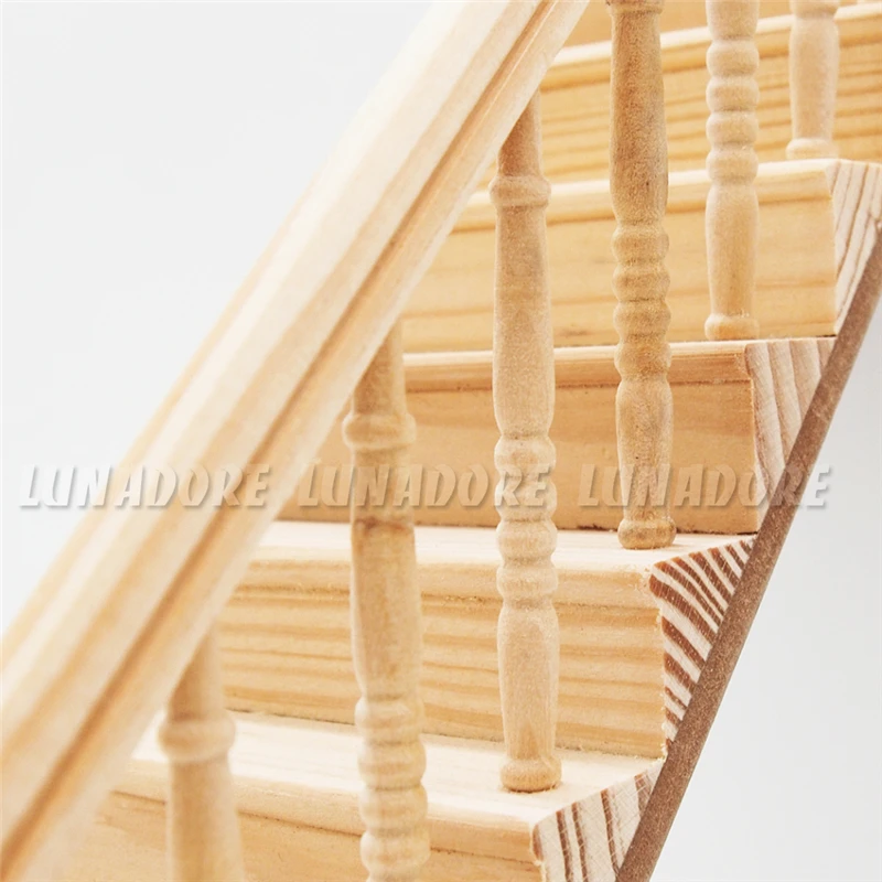 Odoria 1:12 миниатюрная предварительно собранная деревянная лестница со ступенькой и