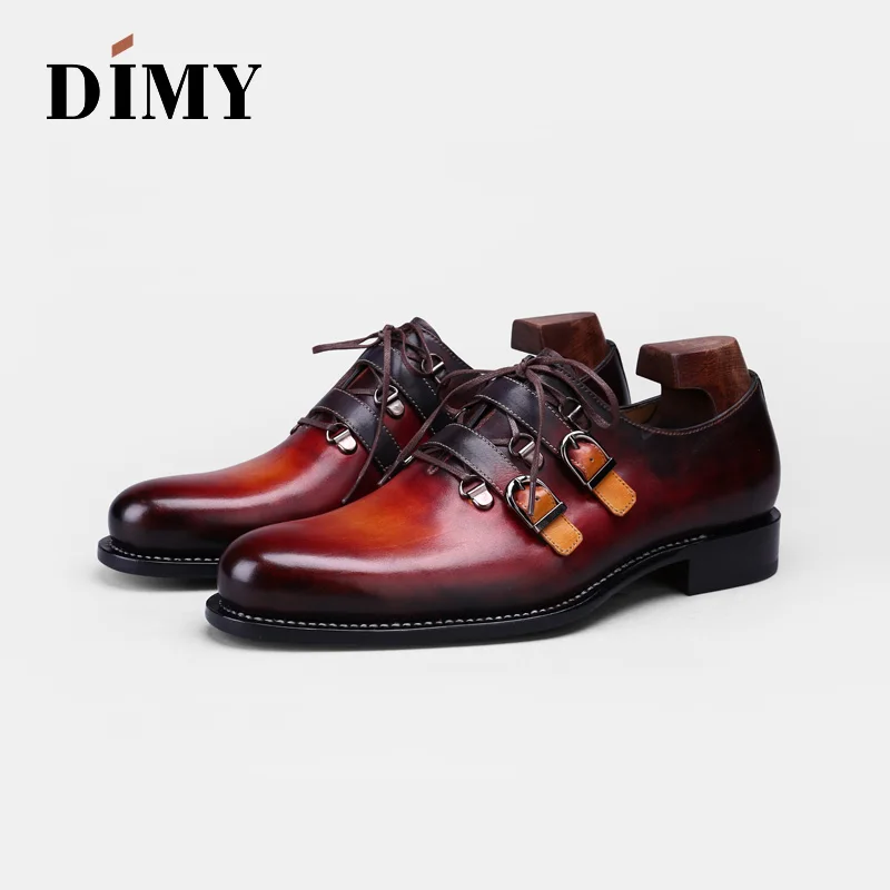 

Мужские кожаные туфли на ремешке DIMY, черные туфли из воловьей кожи с пряжкой, в английском стиле, для лета, 2019