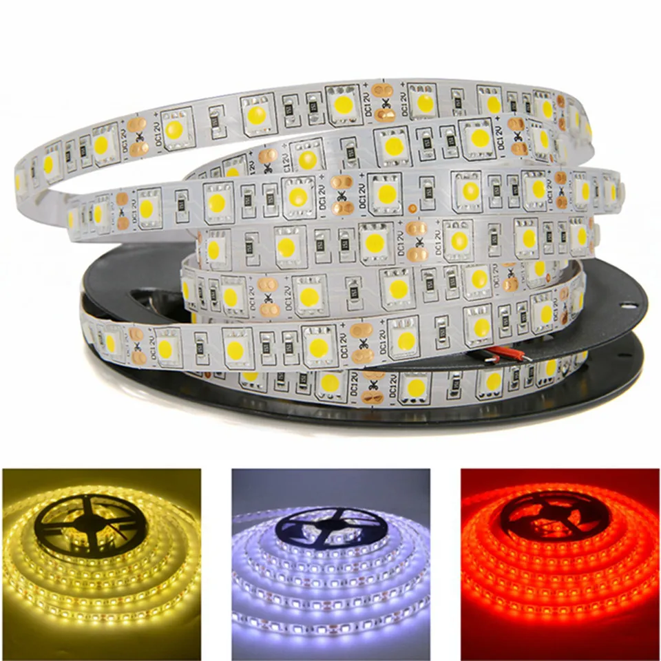 DC12V SMD5050 Светодиодные ленты Водонепроницаемый IP65 гибкий светодиодный свет 60 Светодиодный s/M 5 м/рулон IP20
