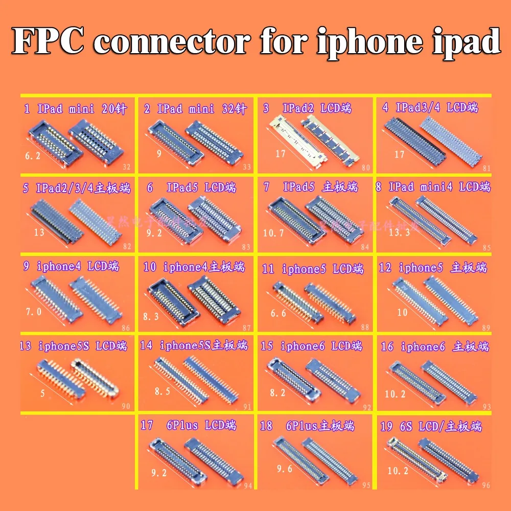 Бесплатная доставка 19 моделей новинка разъем FPC для сенсорного экрана iPhone 5 5c 4s 6