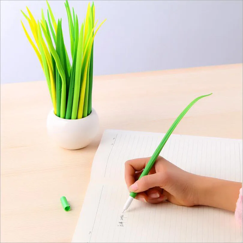 

3pcs/lot Creative Green Grass-blade Ballpoint pen Cute Leaf shape Ball point pen gifts Office & School Supplies G110