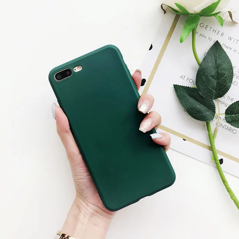 Ультратонкий чехол для iPhone 5 5S SE X Xs MAX XR однотонный Мягкий из ТПУ 6 6s 7 8 plus ярких
