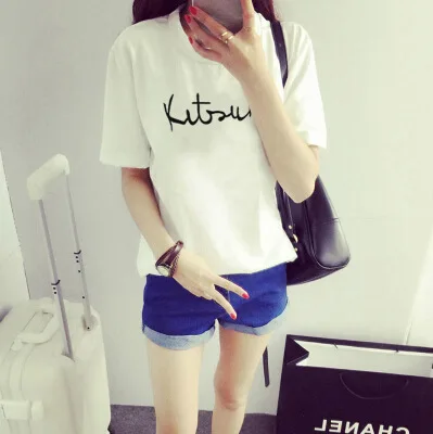 ECTTC Российской Моды Письмо Печати Женщины Футболки топы Белый Черный С Коротким