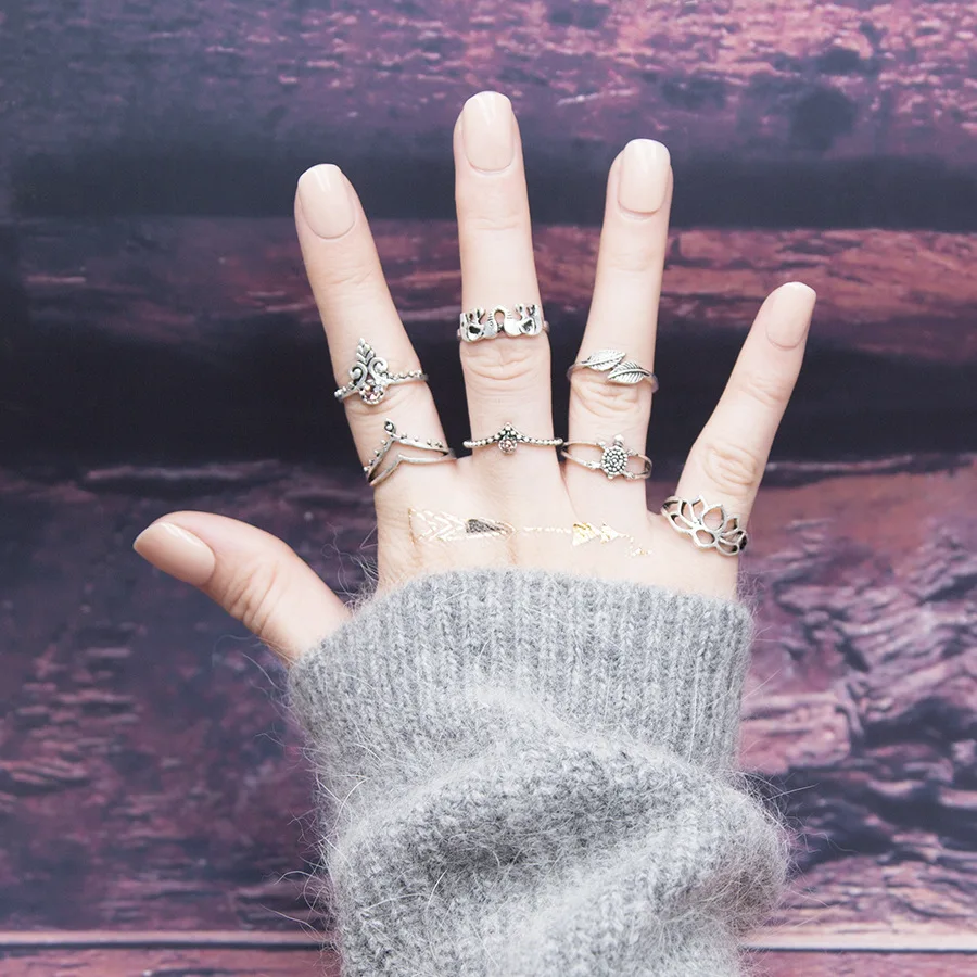 2017 винтажный Ankh Крест ключ цветы лист слон Черепаха Ом Йога Миди палец кольцо