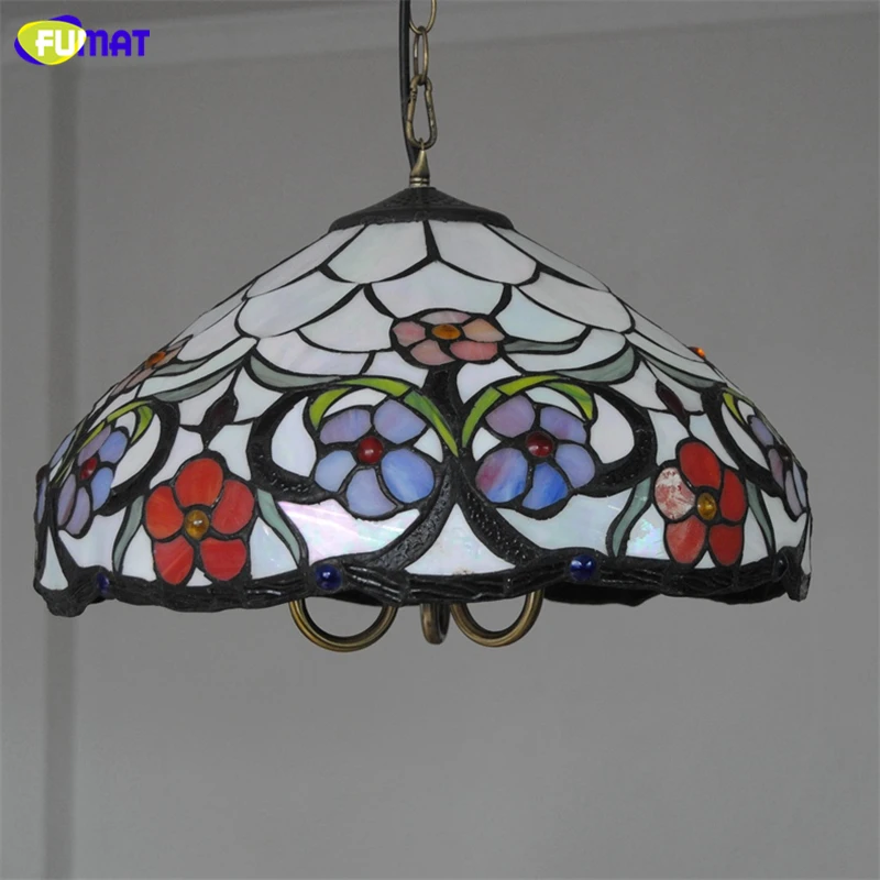 FUAMT Tiffany стеклянный подвесной светильник пасторальный маленький цветок