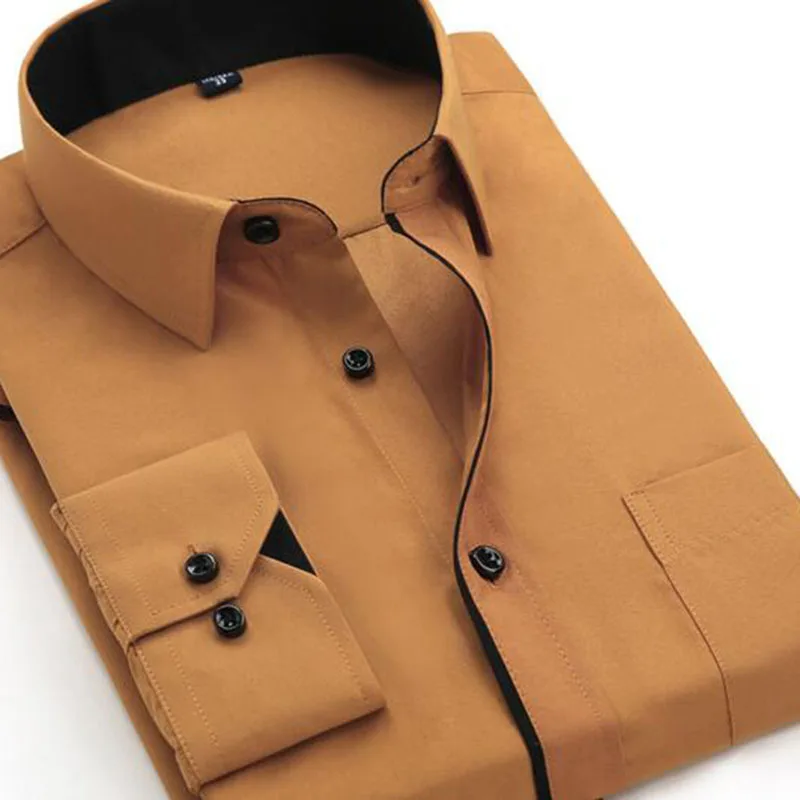 Мужские одноцветные однобортные приталенные рубашки Camisa, чистый хлопок, саржевое платье, формальные деловые рубашки высокого качества, яркие цвета