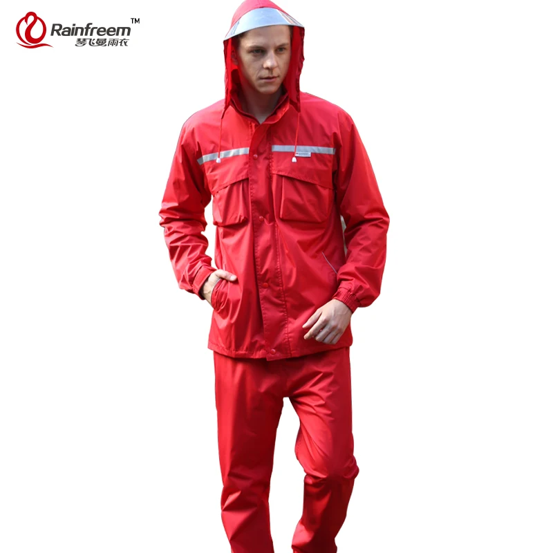 Hood Red Непромокаемый плащ для женщин/мужчин капюшон от дождя водонепроницаемое пончо, Дождевик куртка брюки костюм дождевик для мужчин мотоцикл Дождевик - Цвет: Hood Red
