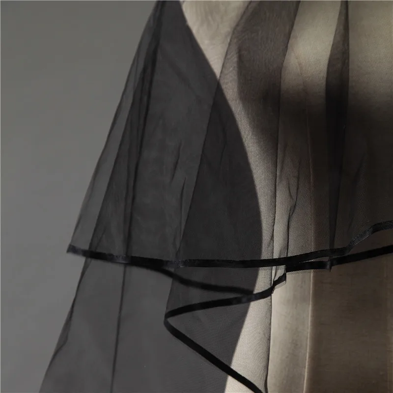 Черный Люкс Покрывал с Расческой 2 Слоя Тюль Горячие Продажа Свадебные