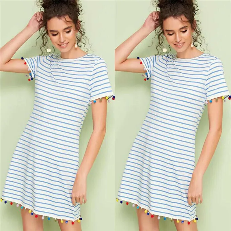 Новые женские платья Милая простая футболка из полиэстера с короткими рукавами