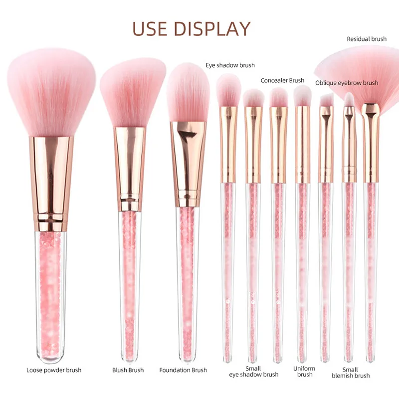 ZOREYA 10 шт. набор кистей для макияжа Розовая ручка Женская основа под макияж кисти